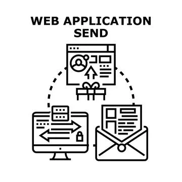 Web application sending data and receiving digital gifts Stock Illustration
