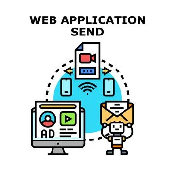 Web application sending data and content sharing concept Stock Illustration