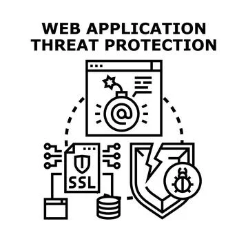 Web application threat protection system cybersecurity concept Stock Illustration