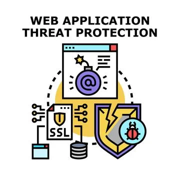 Web application threat protection system cybersecurity concept 스톡 일러스트