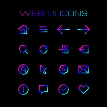 Web application ui icons set for simple flat style design Stock Illustration