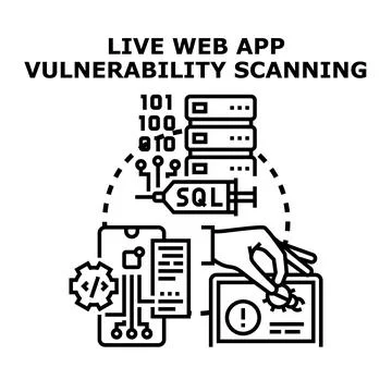 Web application vulnerability scanning and cybersecurity testing Illustrazione stock