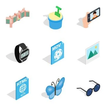 Web architecture icons set, isometric style Stock Illustration