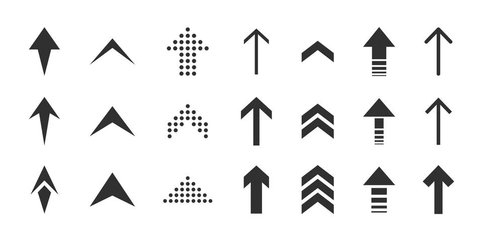 Web arrow icon set in different style. Cursor pointer icons collection vector Stock Illustration