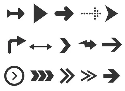 Web arrows sign set isolated on white background. Collection for web design, int Stock Illustration