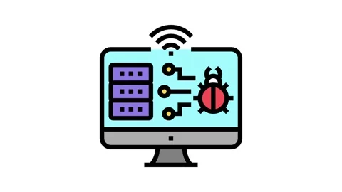 Web attacks color icon animation Stock Footage 224023475