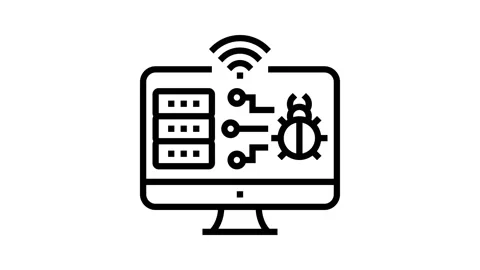 Web attacks line icon animation Stock Footage 224335050