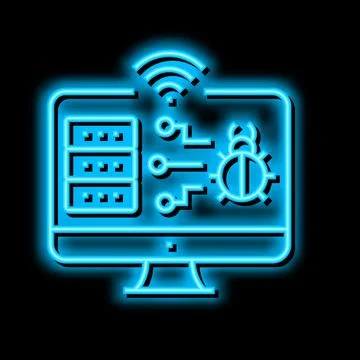 Web attacks neon glow icon illustration Stock Illustration