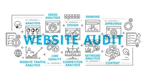 Web audit line icons, website analytics, analysis Illustrazione stock