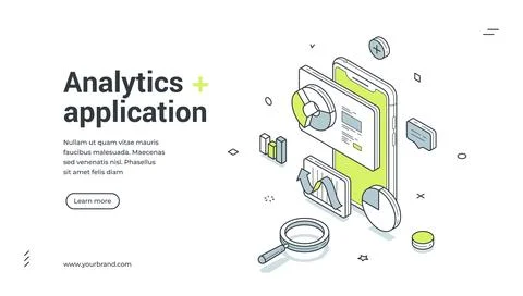 Web banner for analytics application. Isometric vector illustration template  스톡 일러스트
