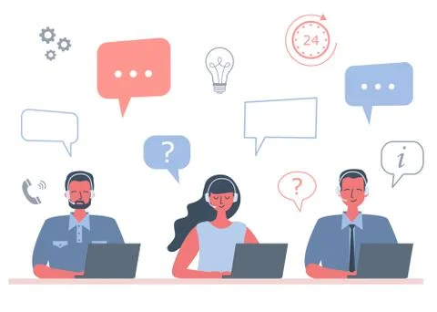 Web banner of call center workers Stock Illustration