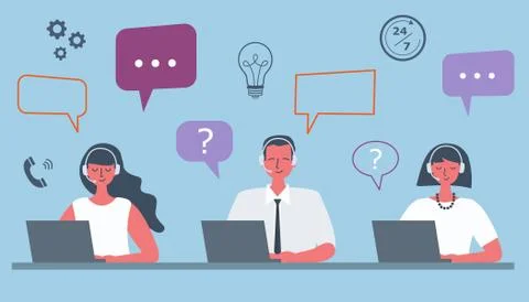 Web banner of call center workers Stock Illustration
