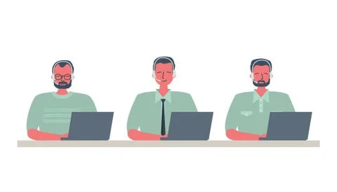 Web banner of call center workers Stock Illustration