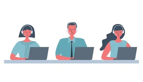 Web banner of call center workers Stock Illustration