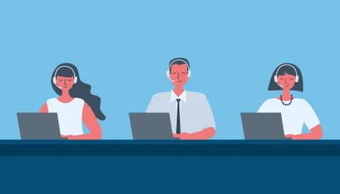 Web banner of call center workers Stock Illustration