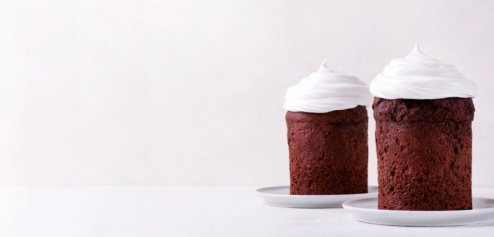 Web banner with chocolate Easter cakes Stock Photos
