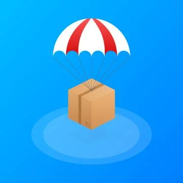 Web banner for Delivery Services and E-Commerce. Packages are flying on parac Stockillustratie