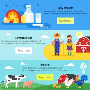 Web banner. Farm, farmers, farm Stock Illustration