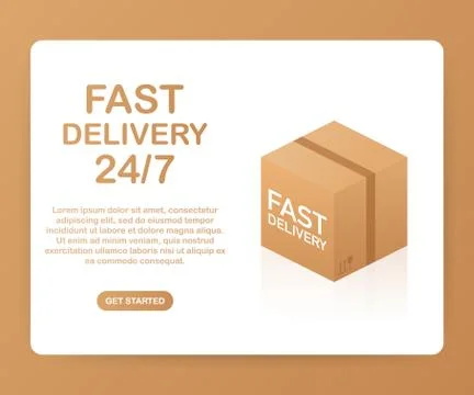 Web banner for Fast Delivery 24 7 and E-Commerce. Flat elements isolated illu 스톡 일러스트