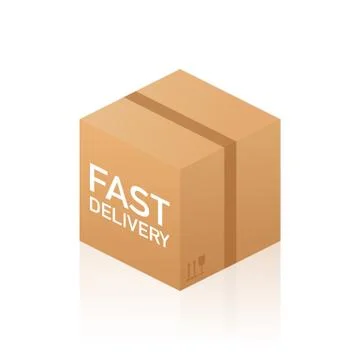 Web banner for Fast Delivery Box and E-Commerce. Flat elements isolated illus Stock Illustration