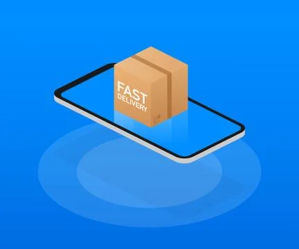 Web banner for Fast Delivery Box and E-Commerce. Flat elements isolated illus 스톡 일러스트