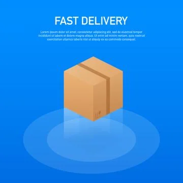 Web banner for Fast Delivery Box and E-Commerce. Flat elements isolated illus Illustrazione stock