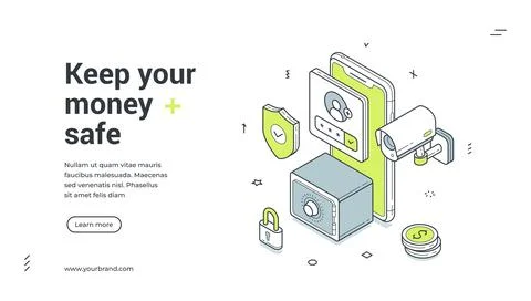 Web banner for financial security. Isometric vector illustration template for Stock Illustration