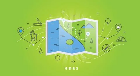Web banner of hiking Stock Illustration