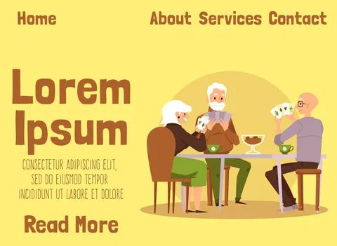 Web banner interface with elderly retirement age people flat vector illustration Stock-Illustration