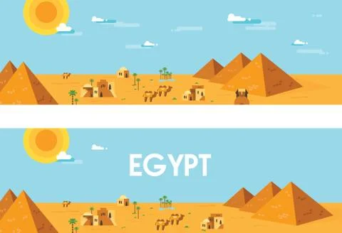 Web banner. Landscape of ancient egypt. Editable Vector Illustration Stock Illustration