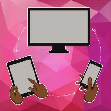 Web banner with laptop, tablet, mobile Stock Illustration