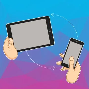 Web banner with laptop, tablet, mobile Stock Illustration