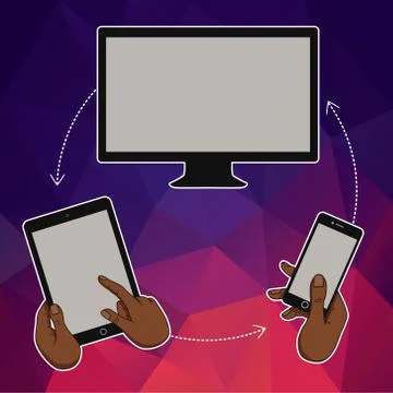 Web banner with laptop, tablet, mobile Stock Illustration
