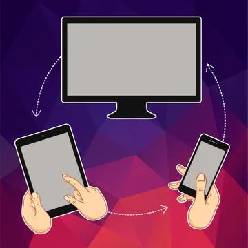 Web banner with laptop, tablet, mobile Stock Illustration