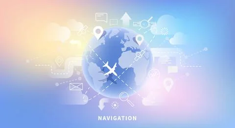 Web banner of map navigation Stock Illustration