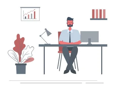 Web banner of an office worker in the workplace Stock Illustration
