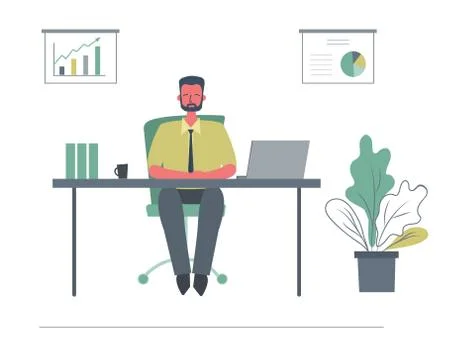 Web banner of an office worker in the workplace Stock Illustration