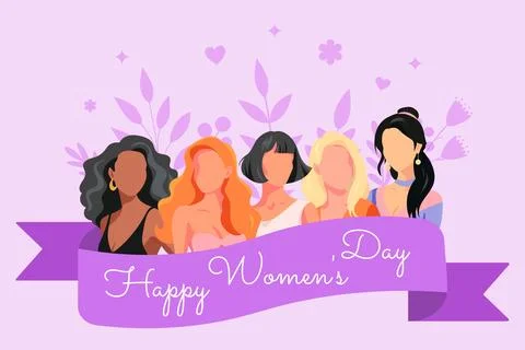 Web banner, poster for march 8, international womens day. Purple background Stock Illustration