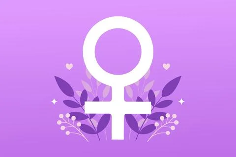 Web banner, poster for women's equality day, 8 march. Venus sign in flowers.. Stock Illustration