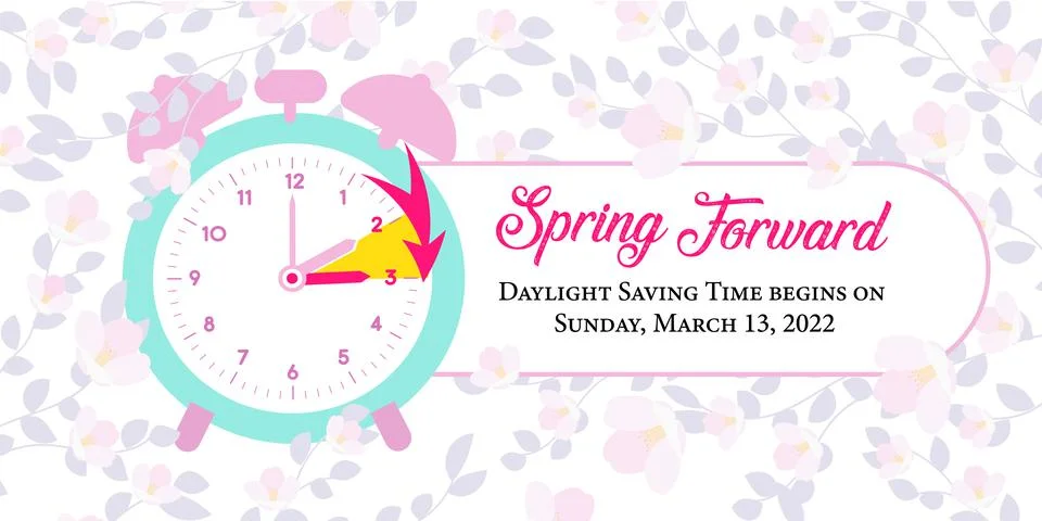 Web banner Reminder with daylight saving time on Sunday, March 13, 2022. Stock Illustration