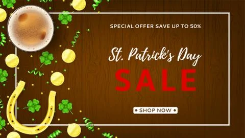 Web Banner for Saint Patrick's Day Sale Stock Illustration