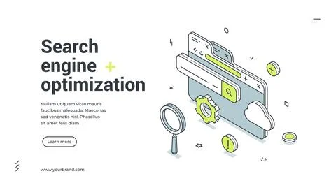 Web banner for search engine optimization. Isometric vector illustration temp Stock Illustration