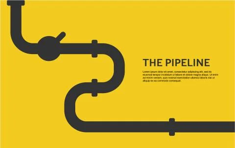 Web banner template. Industrial background with yellow pipeline. Oil, water or g Stock Illustration