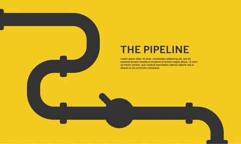 Web banner template. Industrial background with yellow pipeline. Oil or gas Stock Illustration