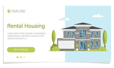 Web banner template for renting or buying a home Stock Illustration