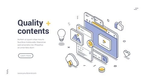 Web banner template showcases various digital elements such as light bulbs, i Stock Illustration