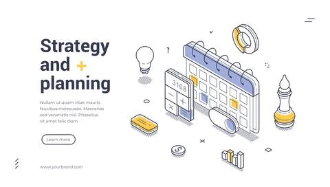 Web banner template for strategy and planning in business workflow Stock Illustration