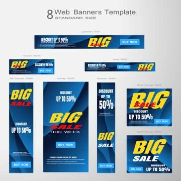 Web banners of Big Sale vector set of standard size on the gradient gray ba.. Stock Illustration