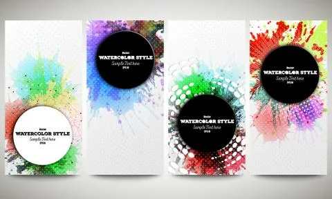 Web banners collection, abstract flyer layouts. Set of colorful flyers with Stock Illustration