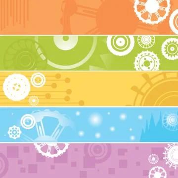 Web banners, gears Stock Illustration